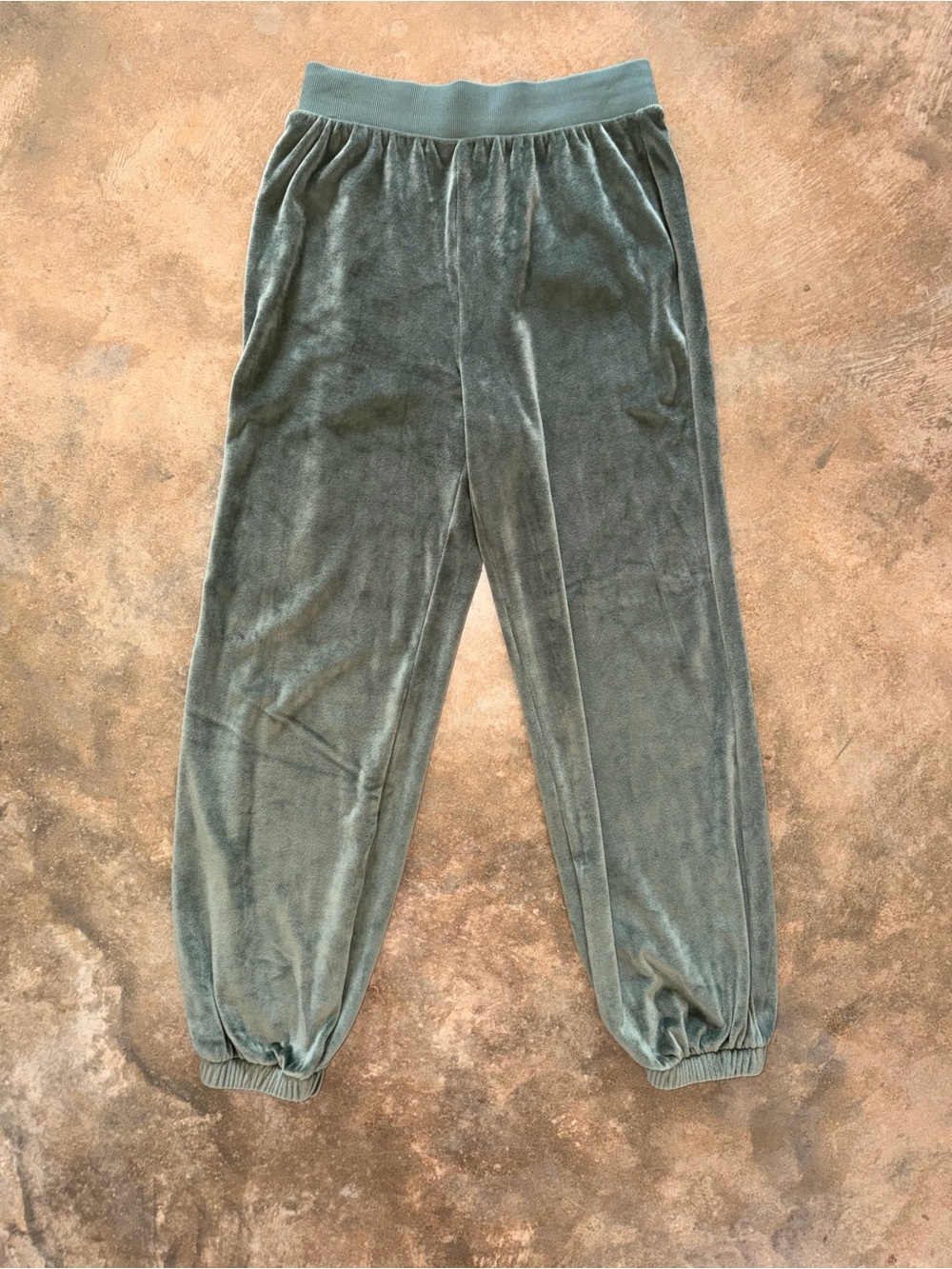 Summersalt Olive Green Plush Velour Jogger Pants Small Soft Pull On